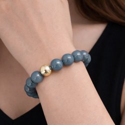 Jade, gef�rbt, ganze Schnur, dunkel grau-blau, rund, 12 mm, ca. 33 St�ck