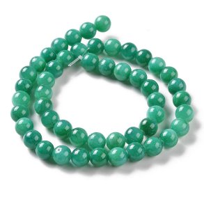 Candy Jade, ganzer Strang, Aquamarin-gr�n, runde Perle, 6 mm, 64 Stck.
