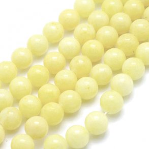 Candy-Jade Perle, rund, hellgelb, Durchmesser 10mm, 6 stk