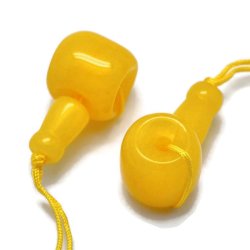 Jade, Guru-Perle, 3 L&ouml;cher, gelb, 21x11 mm, 1 Stk.