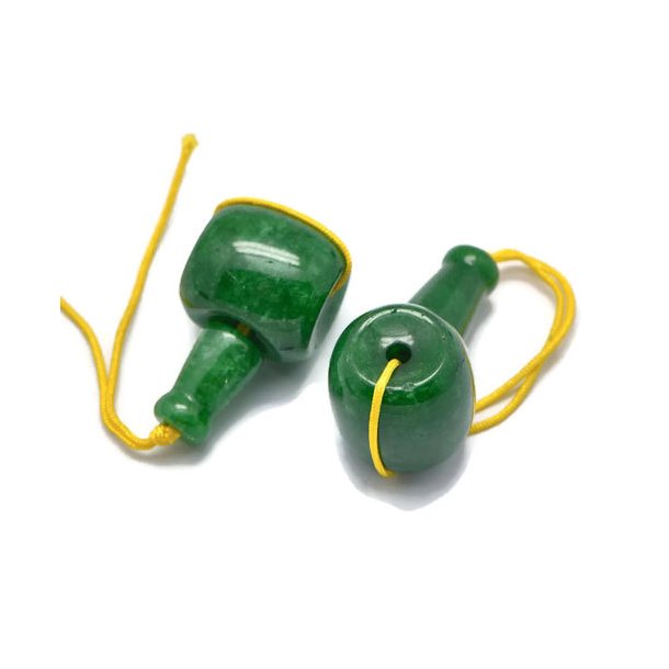 Jade, guru perle, 3 huller, grn, 21 mm, 1 st
