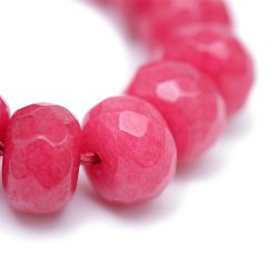 Gef&auml;rbte Jade, Rondellenf&ouml;rmig, facettiert, ganzer Strang, kirschrot, 8x5 mm, ca. 70 Stk.