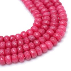 Gef&auml;rbte Jade, Rondellenf&ouml;rmig, facettiert, ganzer Strang, kirschrot, 8x5 mm, ca. 70 Stk.