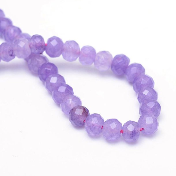 Dyed jade, faceted rondelle, full strand, lilac, 8x5 mm, approx. 70 pcs