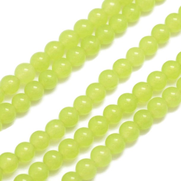 Jade bead, whole strand, green-yellow, natural, colored, clear, round, 6 mm, App. 64 pcs.