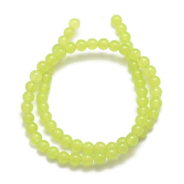 Jade bead, green-yellow, natural, dyed, clear, round, 6 mm, 10 pcs.