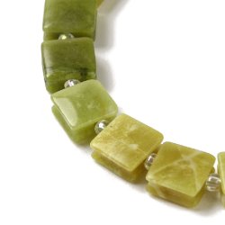 Taiwan jade, square bead for macram, light green, appx. 10x10x5 mm, 1 pc