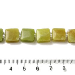 Taiwan jade, square bead for macram, light green, appx. 10x10x5 mm, 1 pc