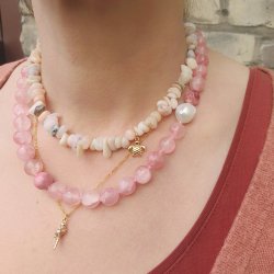 Natrlich Jadeperle, gefrbt, rund, rosa, 10 mm, 6 Stk.