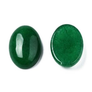 Jade Cabochon (gefärbt), weiß, oval, 14x10 mm, 2 Stk.