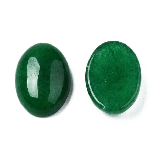 Jade cabochon (farvet), hvid, oval, 14x10 mm, 2 stk