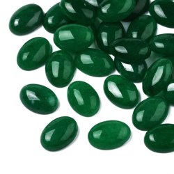 Jade Cabochon (gef&auml;rbt), wei&szlig;, oval, 14x10 mm, 2 Stk.