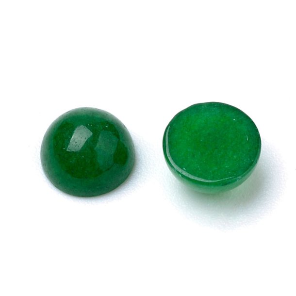 Jade cabochon (dyed), green, flat round, 6x3,5mm, 2pcs