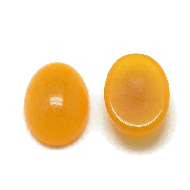 Jade cabochon (farvet), yellow, oval, 14x10 mm, 2 stk