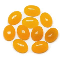 Jade Cabochon (gef&auml;rbt), gelb, oval, 14x10 mm, 2 Stk.