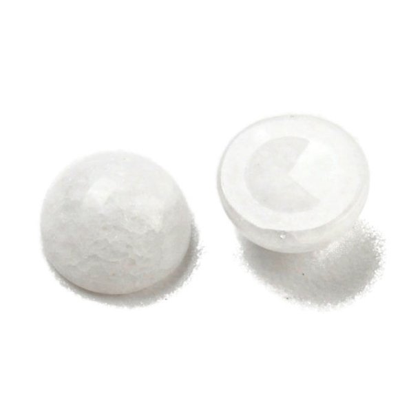 Jade cabochon (flat back), white, round, 4x2.5 mm, 2 pcs