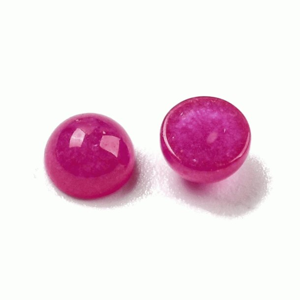 Jade cabochon (flat back), pink, coloured, round, 4 mm, 2 pcs.