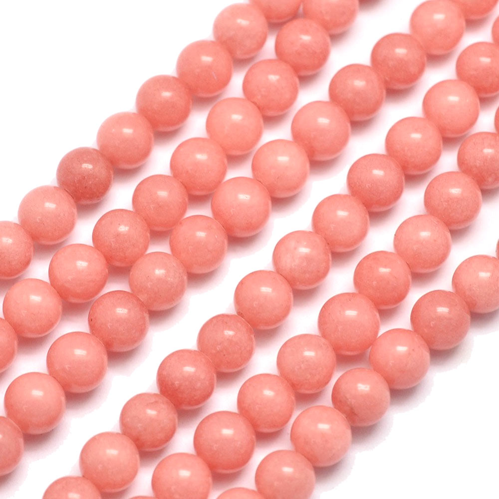 Candy-jade, Lys Rosa, Rund Perle, Diameter 12 mm, 6 Stk. til Smykkefremstilling