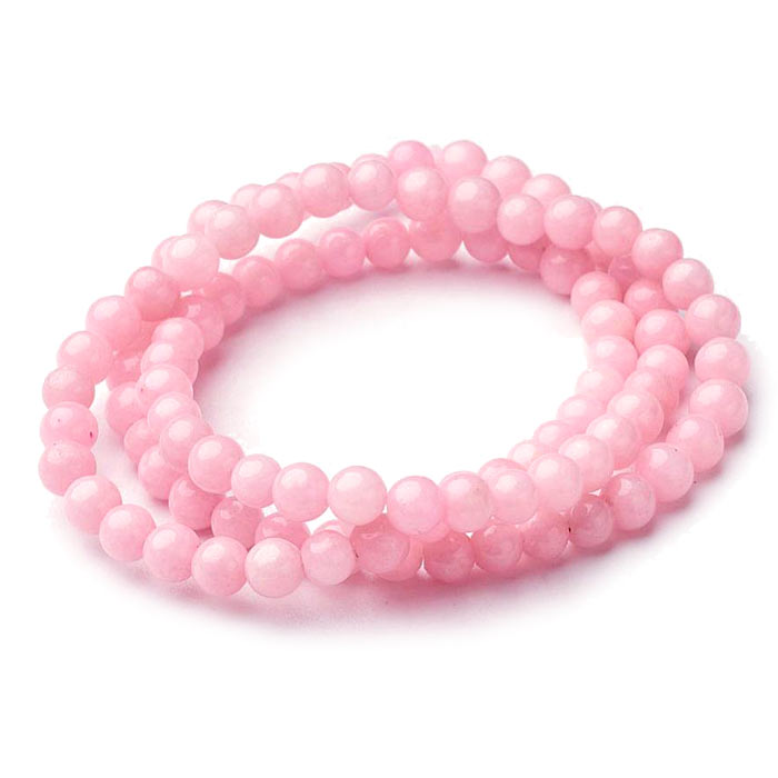 Candy-jade, Hel Streng, Lys Rosa, 4 mm, 95 Stk. til Smykkefremstilling