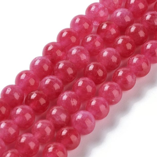Candy jade, half string, cerise-red, 8 mm, appx. 23 pcs