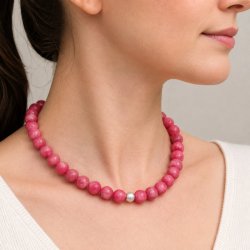 Candy-Jadeperlen, ganzer Strang, dunkel pink, rund 12 mm, 32 Stk.
