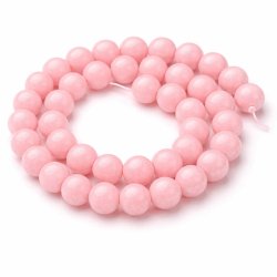 Candy jade beads, full strand, light pink, round, 8mm, appx. 48 pcs