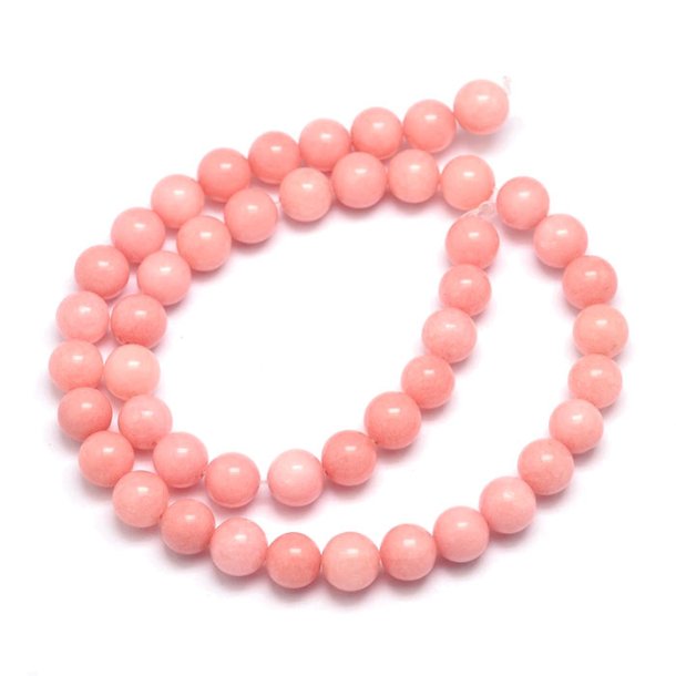 Candy jade, full strand, light rose, round bead, 10mm, appx. 39 pcs.