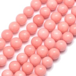 Candy-Jade, hellrosa, ganzer Strang, runde Perle, Durchmesser ca. 6 mm, ca. 64 Stk.
