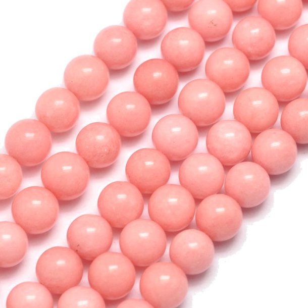 Candy jade, light rose, round bead, 10mm, 6 pcs.