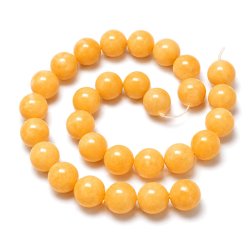 Candy-Jade, ganzer Strang, rund, goldgelb, 14 mm, 27 Stk.