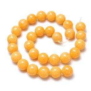 Candy-Jade, ganzer Strang, rund, goldgelb, 14 mm, 27 Stk.