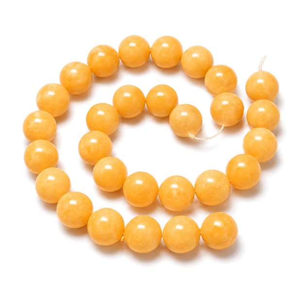 Candy-Jade, ganzer Strang, rund, goldgelb, 14 mm, 27 Stk.