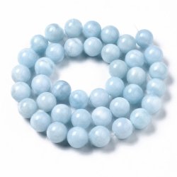Candy-Jade, ganzer Strang, rund, helles himmelblau, 12 mm, ca. 32 Stk.