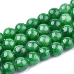 Candy-Jade-Perle, ganzer Strang, mittel- bis dunkelgr&uuml;n, rund, 4 mm, 90 Stk.