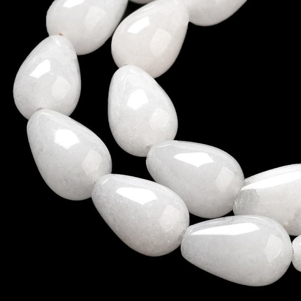 Candy Jade, drop shape, white, 14x10 mm. 4 pcs