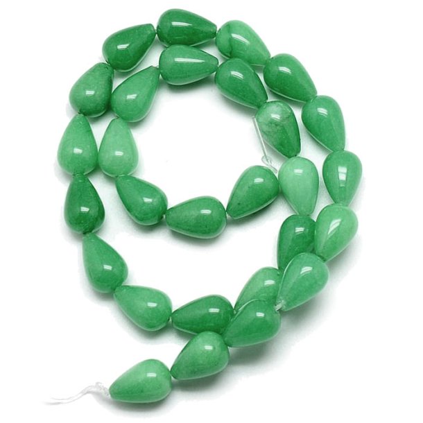 Candy jade teardrops, grass green, drop shape bead, 14x10mm, 27pcs