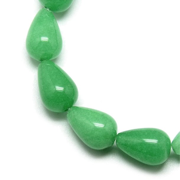Candy jade teardrops, grass green, drop shape bead, 14x10mm, 4pcs.