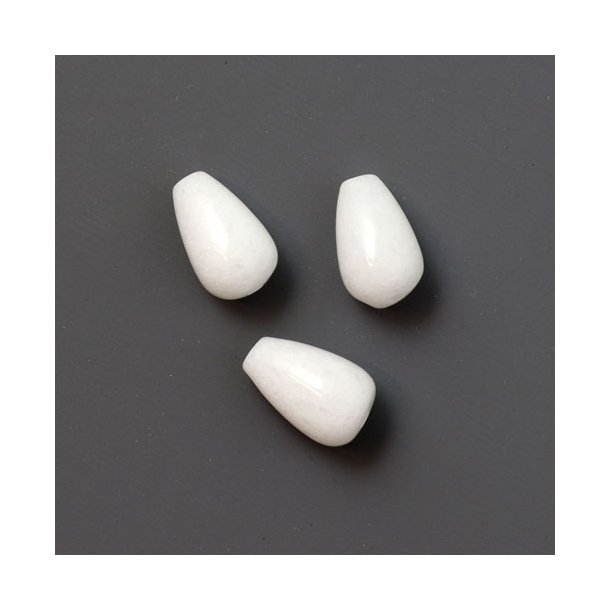 Candy jade teardrops, white, 10x6mm, 6pcs.