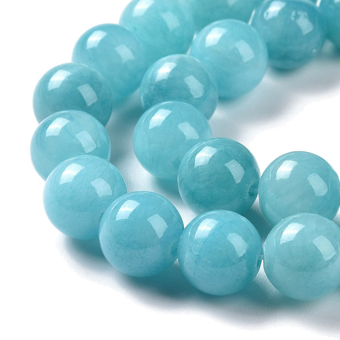 Candy-Jade, rund, hell blau, Durchmesser 8 mm, 6 Stk.
