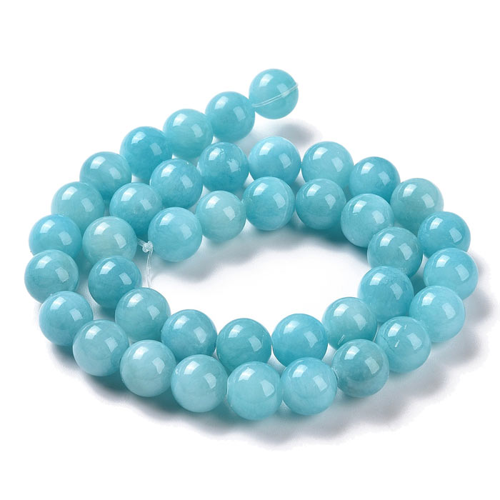 Candy-Jade, ganzer Strang, rund, hell blau, 8 mm, ca. 49 Stk.