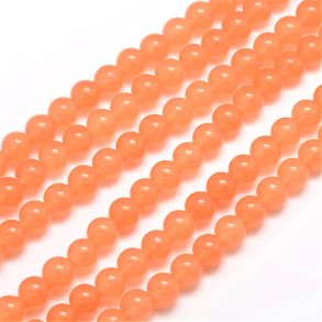 Jade bead, light salmon-orange, round, 8mm, 6 pcs.