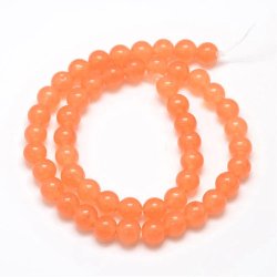 Jade bead, light salmon-orange, round, 8mm, 6 pcs.