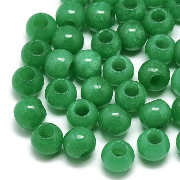 Candy jade, bracelet bead, large hole, green, 12x10 mm, hole 5 mm, 1 piece.