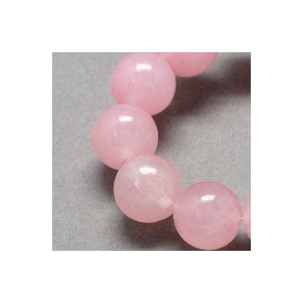 Candy Jade, Rosenquarz-Imitat, rosa, rund, 12 mm, 6 Stück