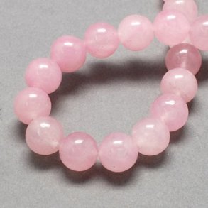 Jadeperle, ganzer Strang, Rosenquarz-Imitat, rosa, rund, 12 mm, 32 Stück