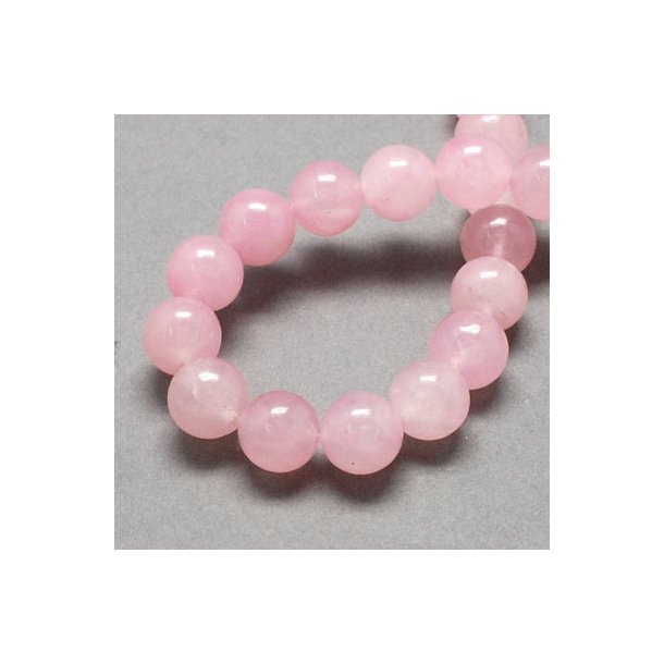Jadeperle, ganzer Strang, Rosenquarz-Imitat, rosa, rund, 12 mm, 32 St&uuml;ck