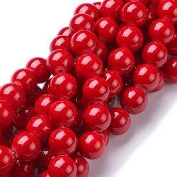 Candy-Jade, ganzer Strang, round, rot, 10 mm, 39 Stk.