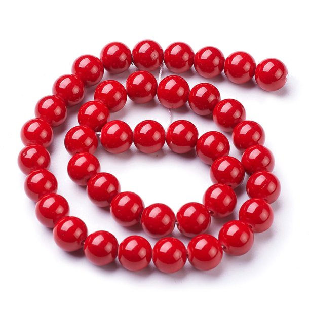 Candy-Jade, ganzer Strang, round, rot, 10 mm, 39 Stk.