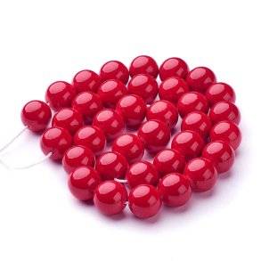 Candy-Jade, ganzer Strang, rot, 12 mm, 33 Stk.