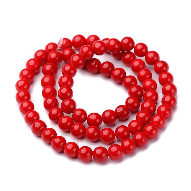 Candy jade, whole strand, red, 6mm, 65pcs.